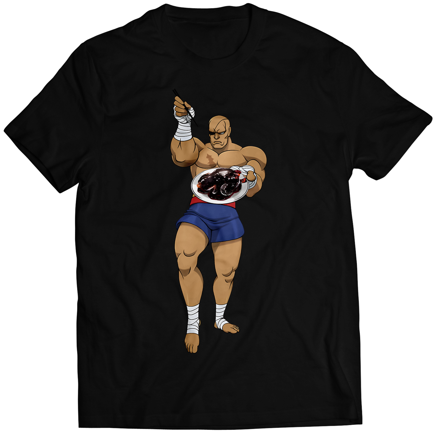 Sagat Street-Food-Fighter Premium Unisex T-shirt (Vectorized Design)