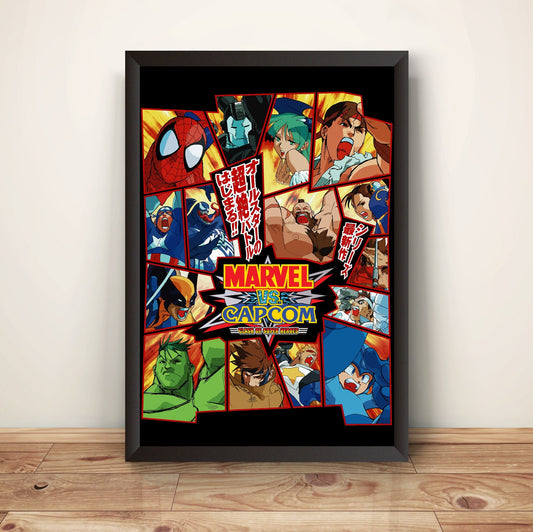 Mahvel VS Capcom Japanese Arcade Flyer V1 Premium Poster (Vectorized Design)