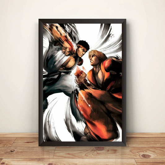 Ryu & Ken Street Fighting 4 V1 Premium Poster (Vectorized Design)