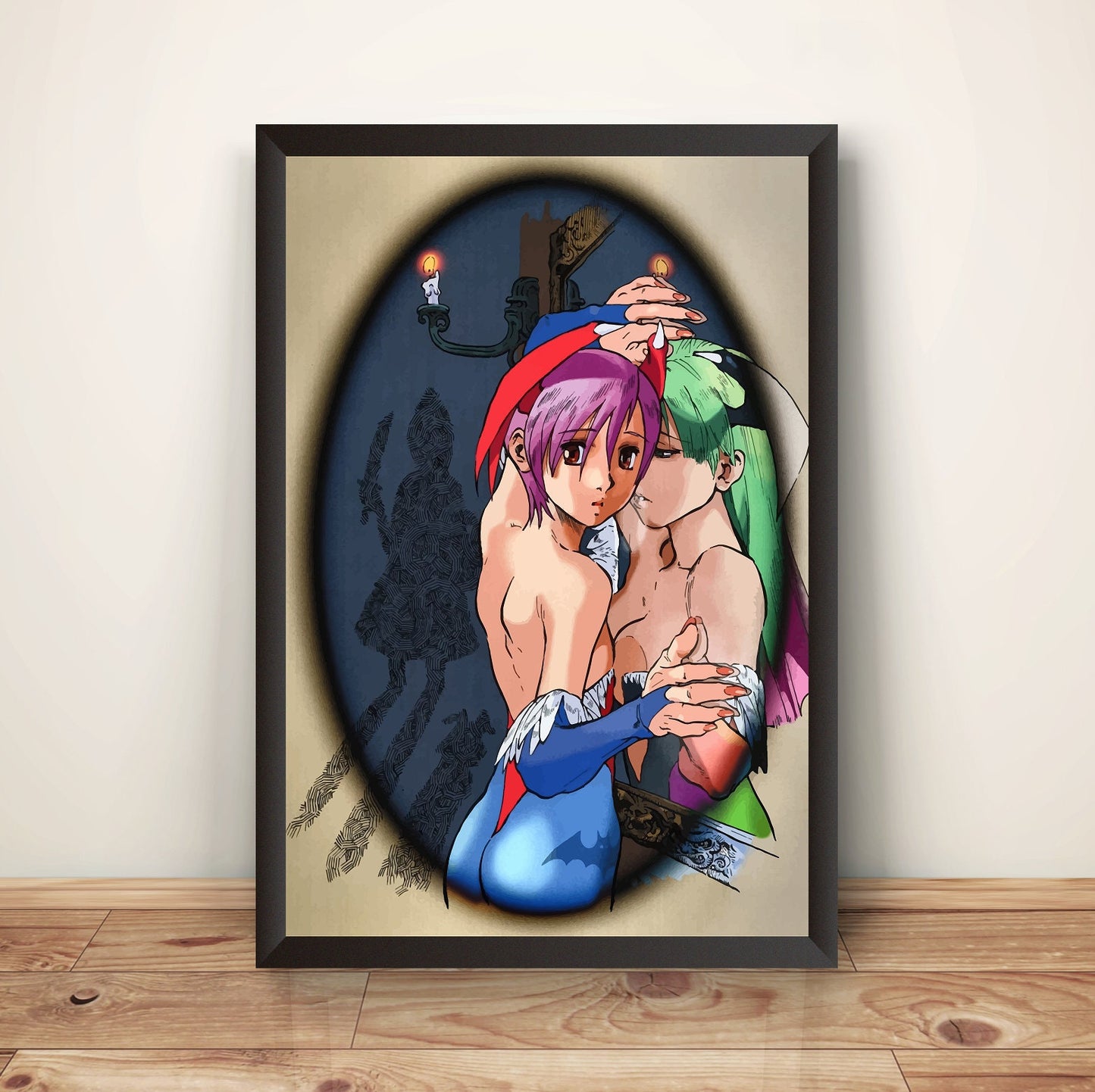 Vampire Daarkstalkers Morrigan & Lilith Premium Poster (Vectorized Design)