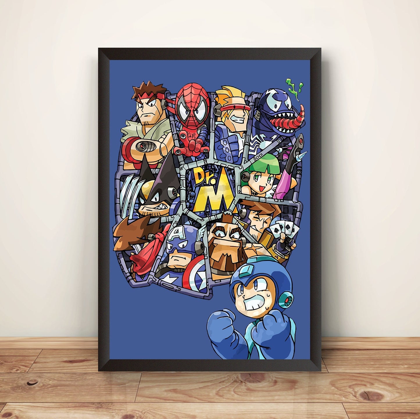 Mahvel vs. Capcom Mega Boy Robot Masters Premium Poster (Vectorized Design)