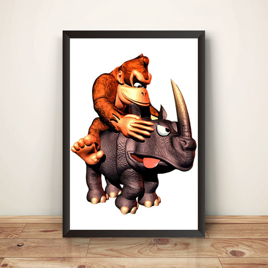 DK Riding Rambi Rhino Premium Poster.