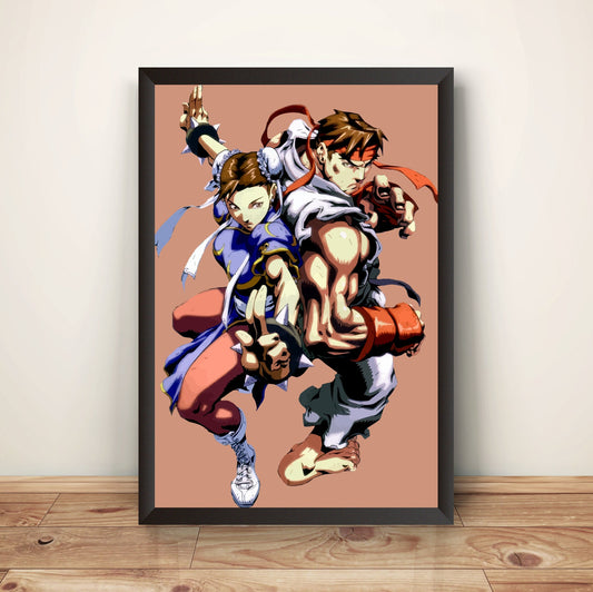 Ryu & Chun Comic Premium Poster (Vectorized Design)