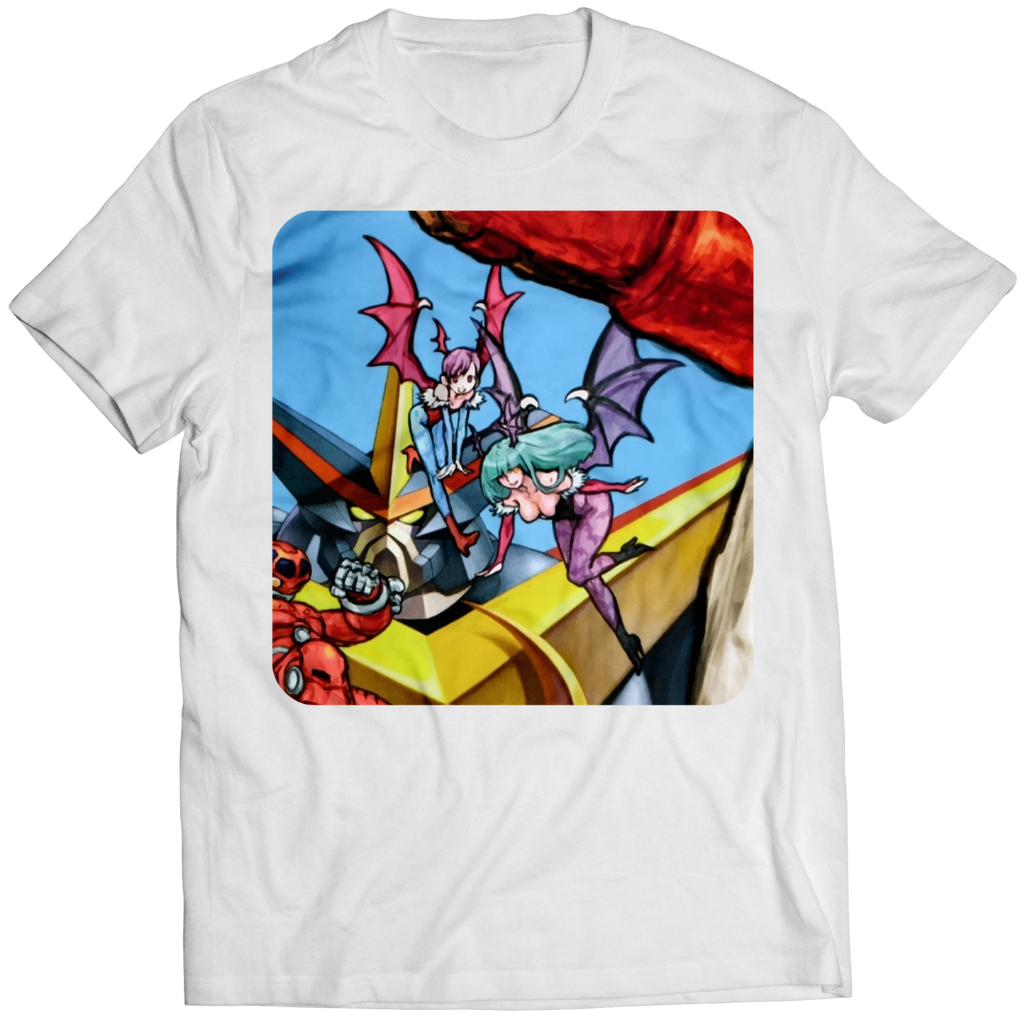 Lilith X Morrigina Cover Darkstalkers Premium Unisex T-shirt (Vectorized Design)
