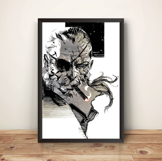 Smoking Venom Snake Face Portrait Sketch MGS5 Premium Poster (Vectorized Design)