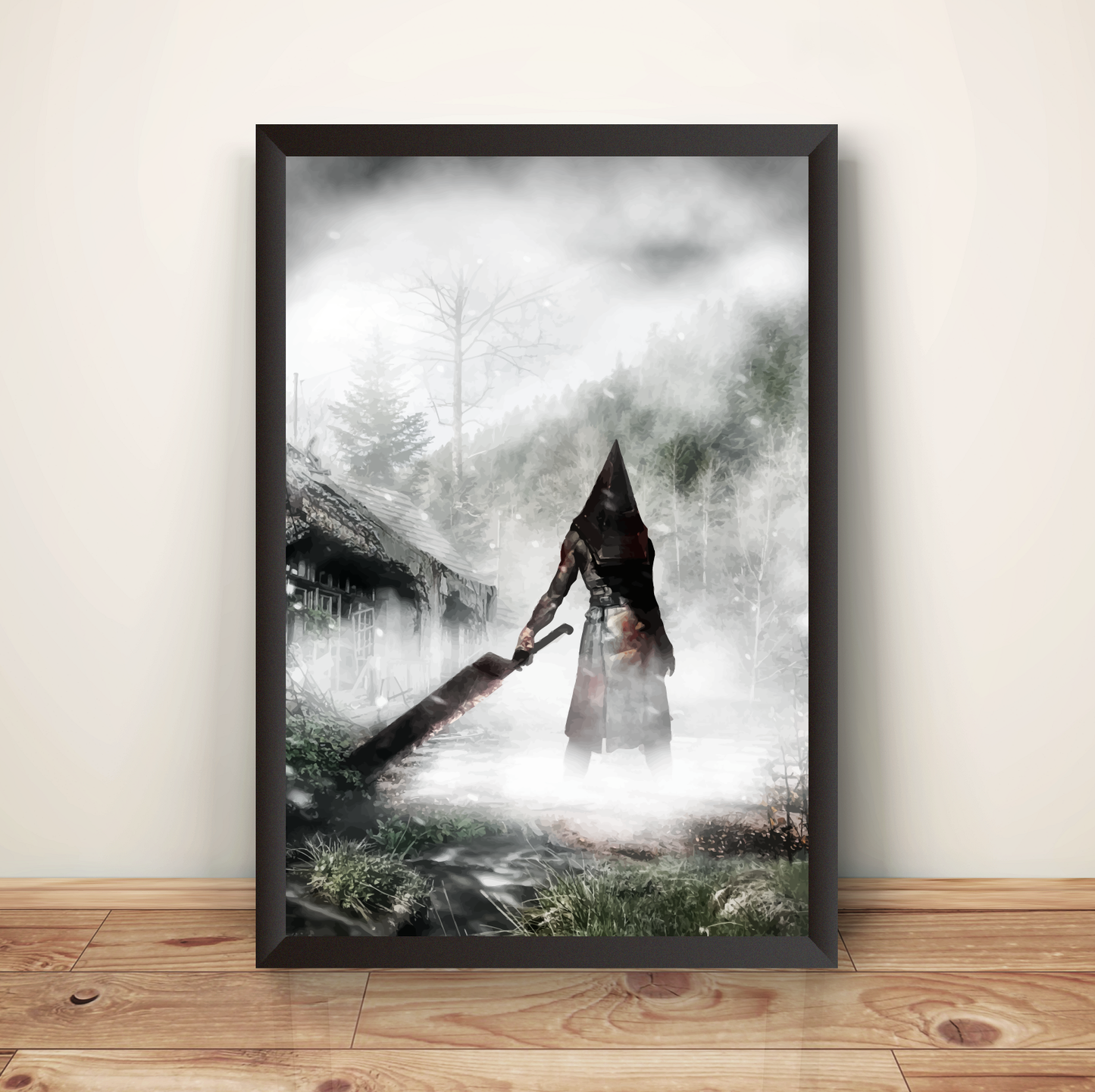 Pyramid Head In Garden Silence Hill Premium Poster (Vectorized Design)