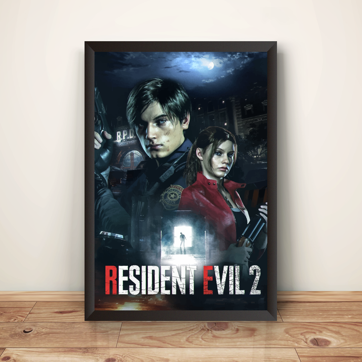 Leon S. Kennedy X Claire Redfield RE2 Remake Premium Poster (Vectorized Design)