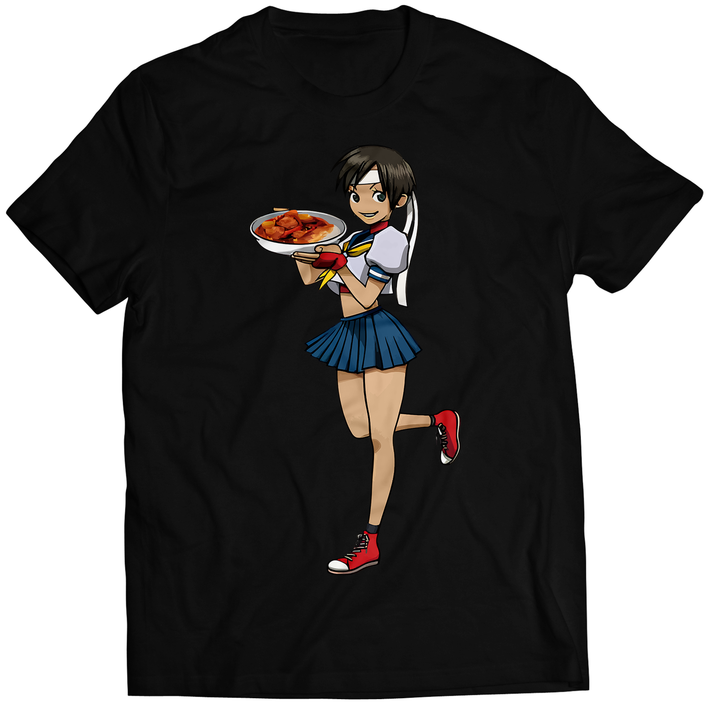 Sakura Street-Food-Fighter Premium Unisex T-shirt (Vectorized Design)
