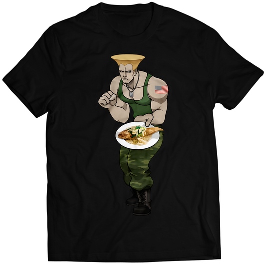 Guile Street-Food-Fighter Premium Unisex T-shirt (Vectorized Design)