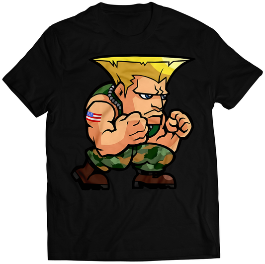 Guile Fighters Puzzle Sprits Premium Unisex T-shirt (Vectorized Design)
