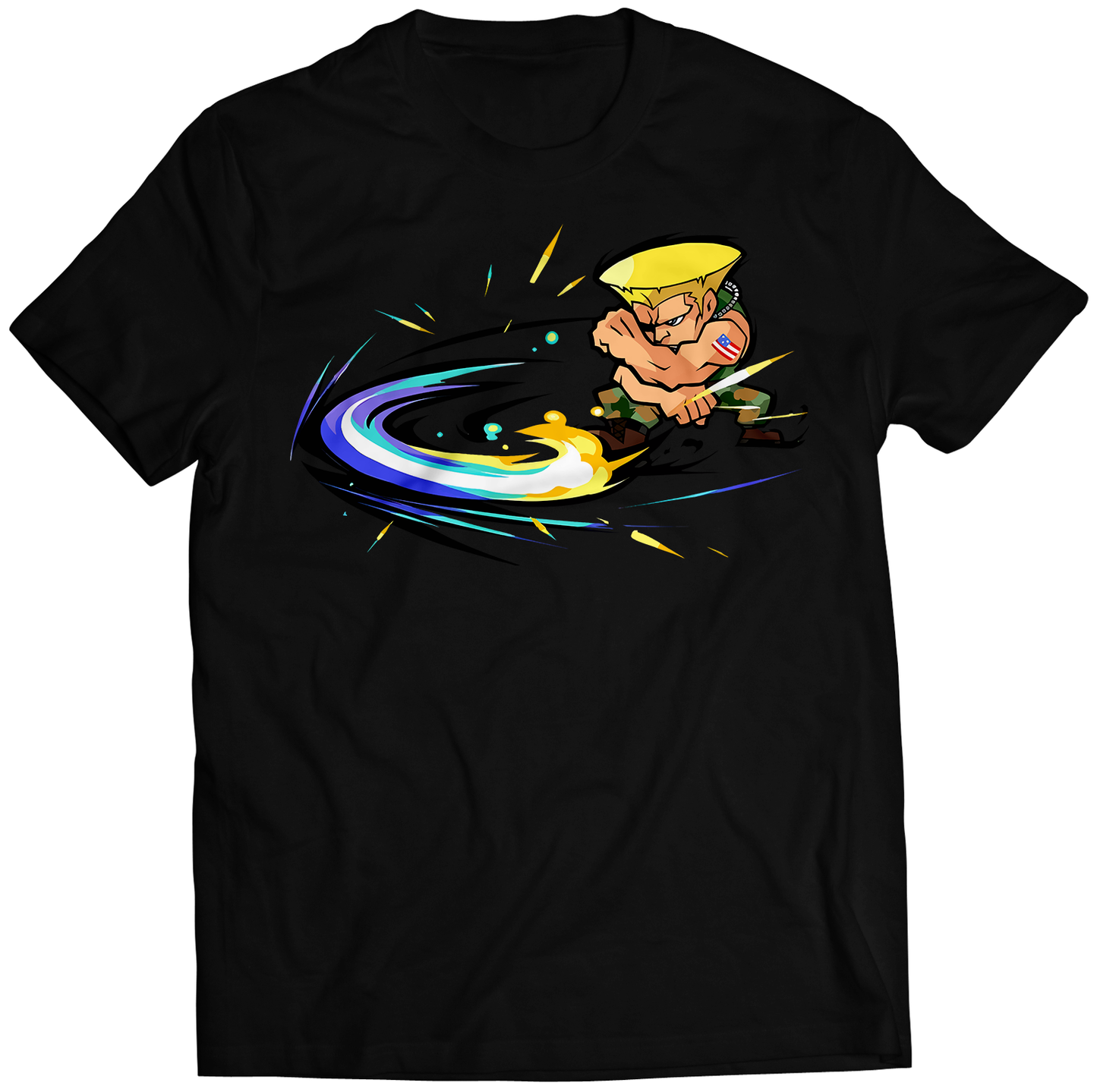 Guile Sonicboom Fighters Puzzle Sprits Premium Unisex T-shirt (Vectorized Design)