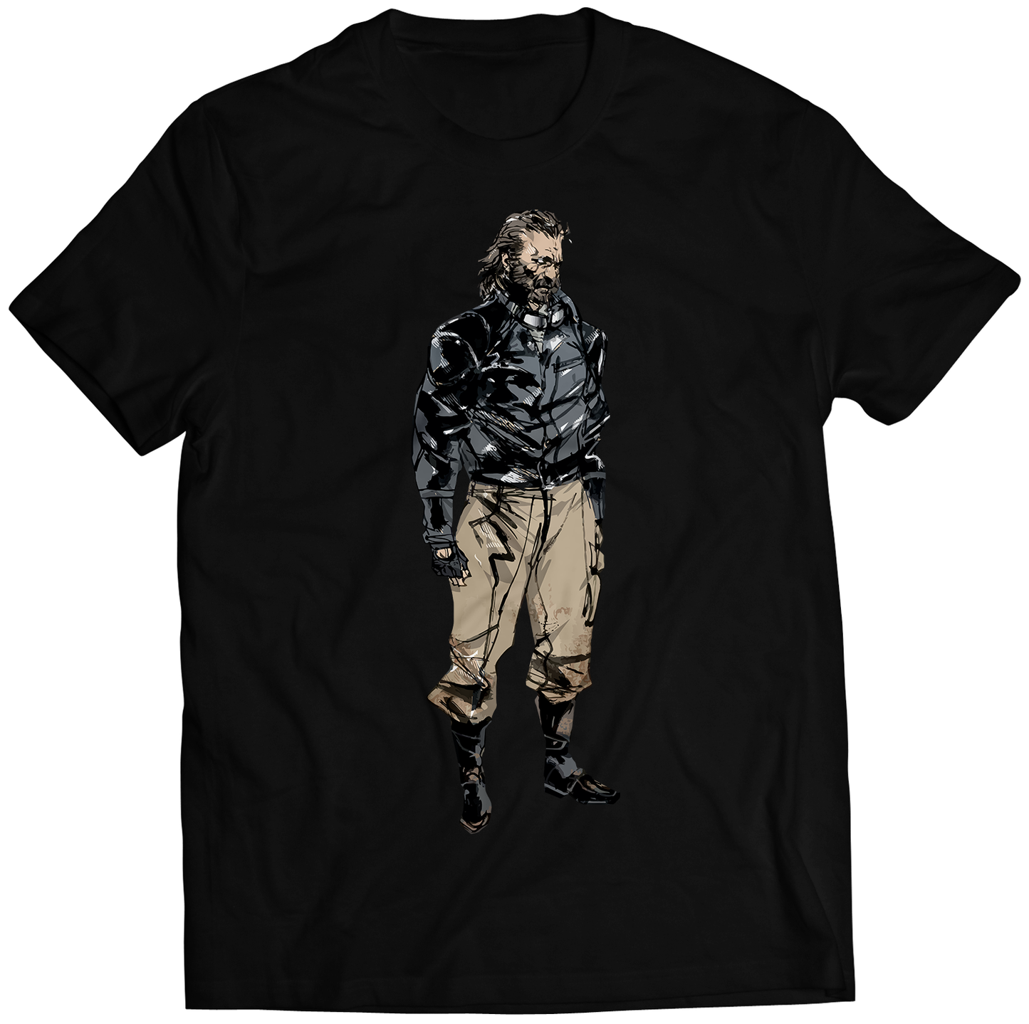 Big Boss In Leather Jacket MGS5 Premium Unisex T-shirt (Vectorized Design)