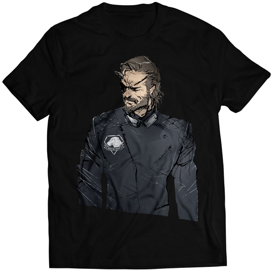 Big Boss In Leather Jacket Portrait MGS5 Premium Unisex T-shirt (Vectorized Design)