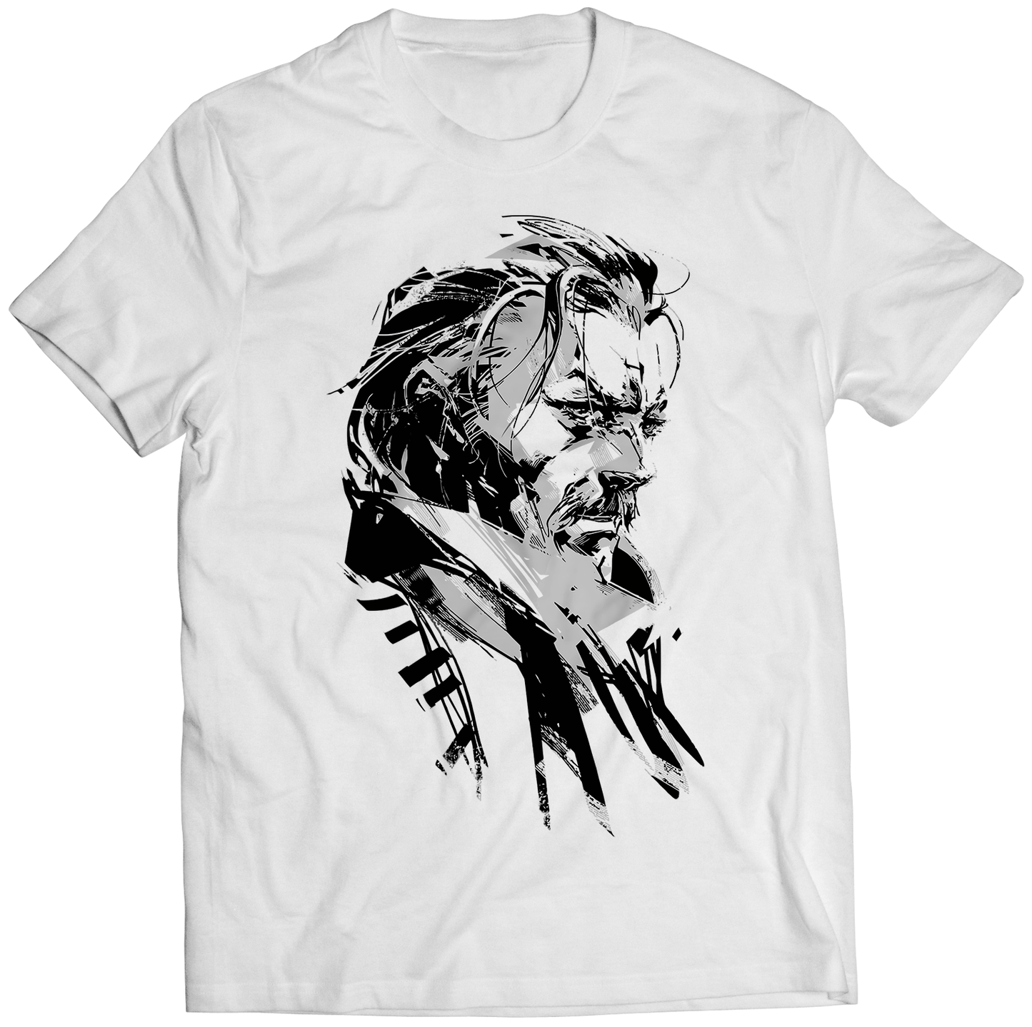 Young Shalashaska Revolver Face Portrait Sketch MGS5 Premium Unisex T-shirt (Vectorized Design)