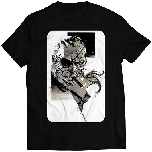 Smoking Venom Snake Face Portrait Sketch MGS5 Premium Unisex T-shirt (Vectorized Design)