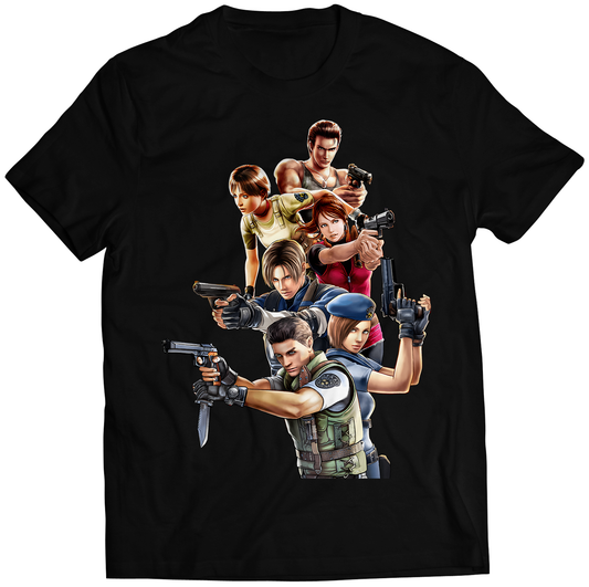 Chris Jill Claire Leon Bill Rebecca Rezident Evil Premium Unisex T-shirt (Vectorized Design)