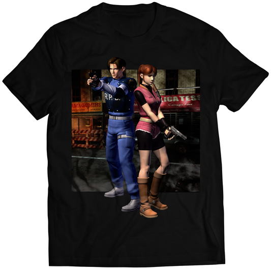 Leon S Kennedy X Claire Redfield OG RE2 Premium Unisex T-shirt (Vectorized Design)