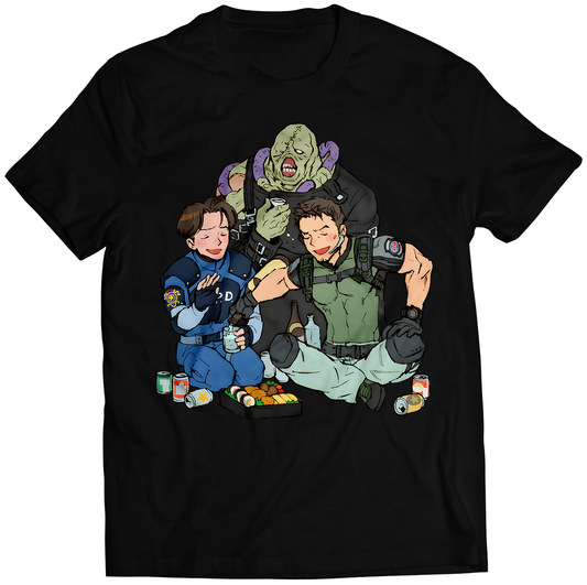 Leon Kennedy X Chris Redfield X Nemesis Having Lunch Premium Unisex T-shirt (Vectorized Design)