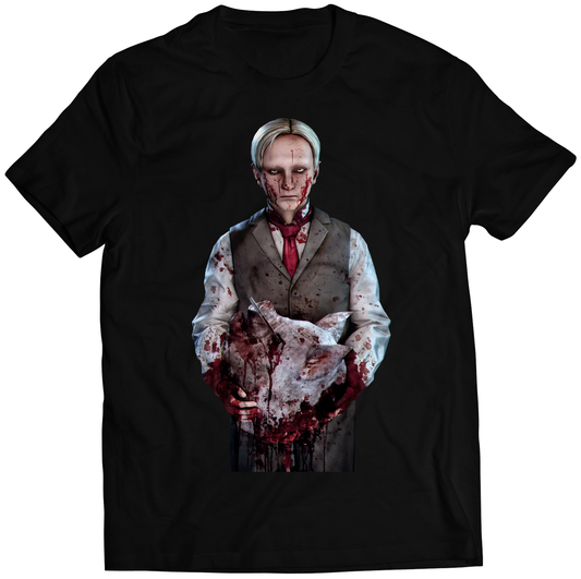 Ruben Holding Pig Head EvilWithin Premium Unisex Tshirt (Vectorized Design)