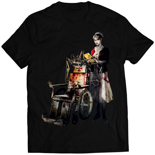 Nurse Tatiana Gutierrez With Wheelchair EvilWithin Premium Unisex Tshirt (Vectorized Design)