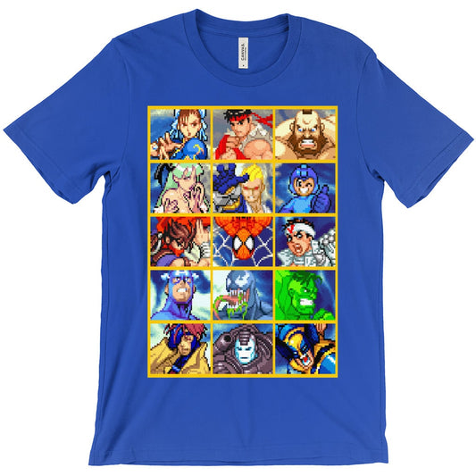 Mahvel vs Capcom Character Select Retro Classic Arcade Video Games Unisex T-shirt