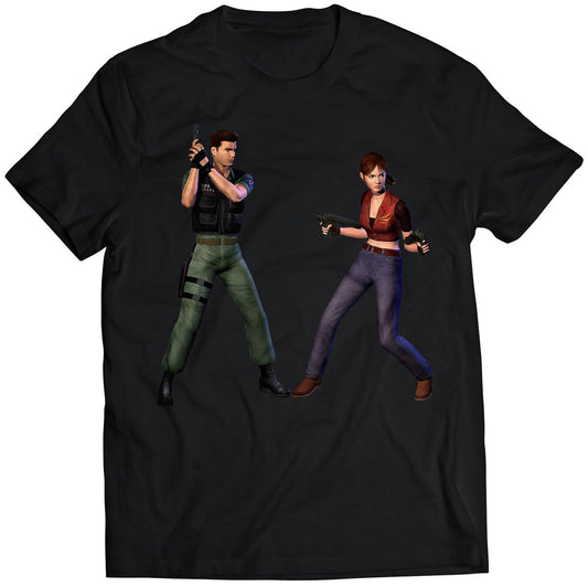 Chris & Claire Redfield Residence Evil Code Veronica T-shirt (Vectorized Design)