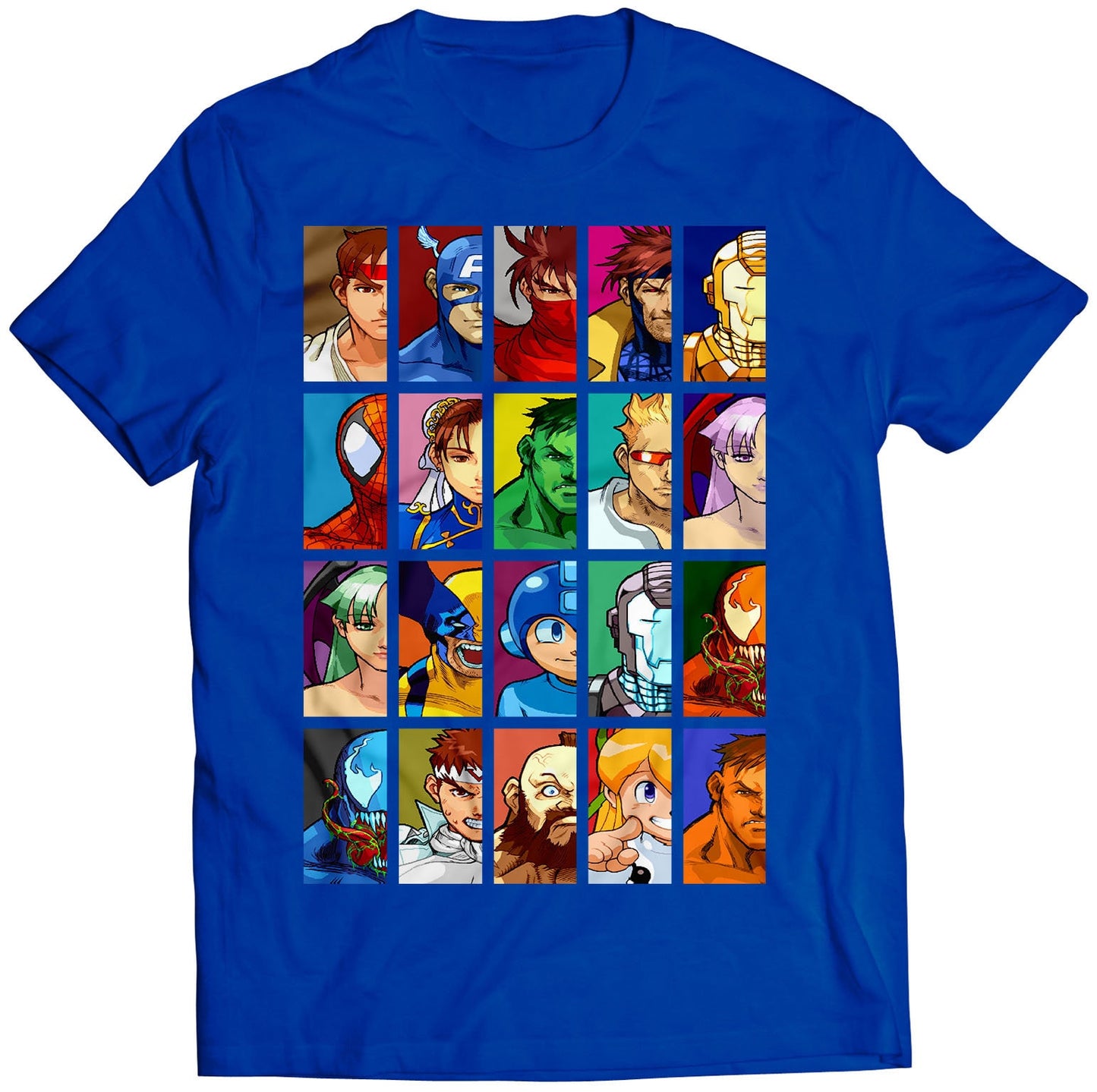 Mahvel vs. Capcom: Clash of Super Heroes Half Face Portraits(secret characters included) Premium T-shirt -