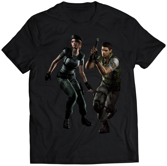 Jill Valentine & Chris Redfield Residence Evil Remake V1 Premium Unisex T-shirt (Vectorized Design)