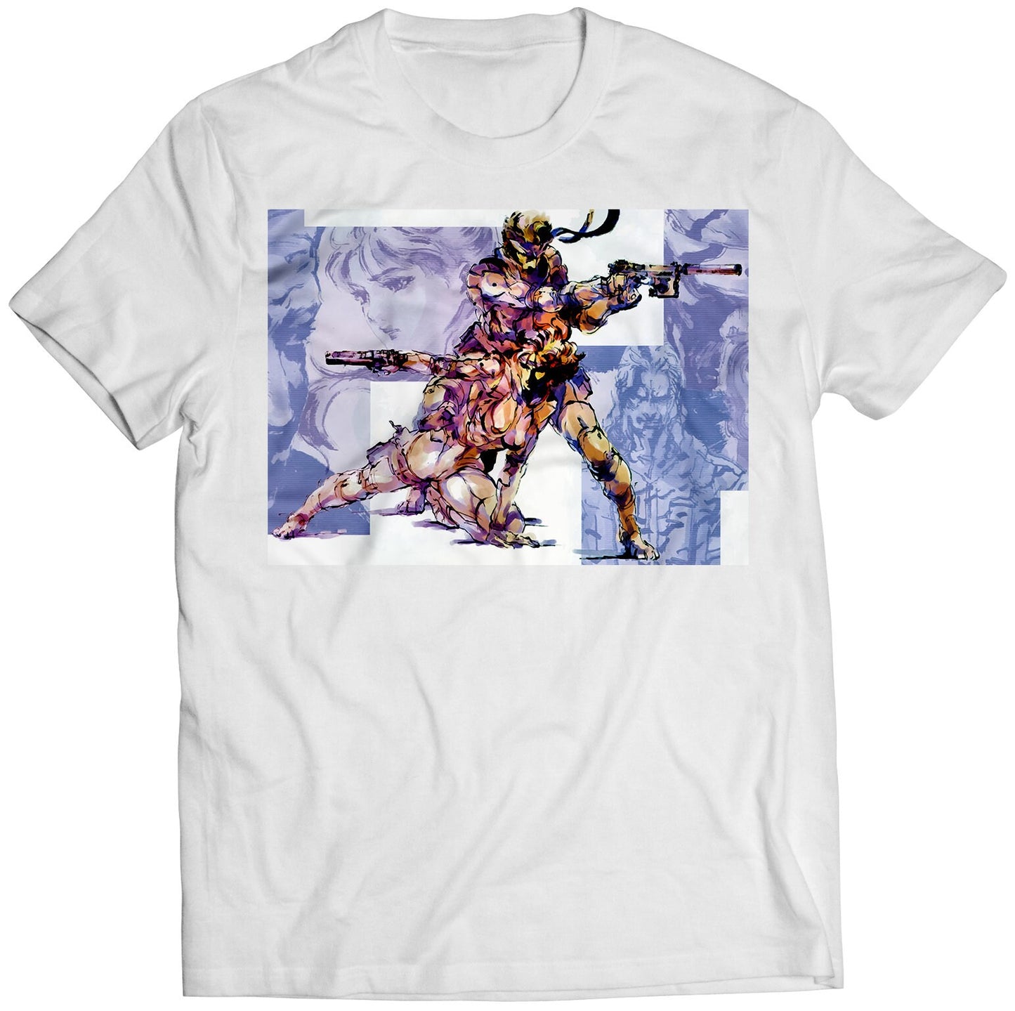 Solid Snake & Rookie Meryl Shootin MGS Premium Unisex T-shirt (Vectorized Design)