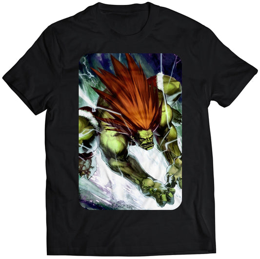 Blanka Street Fighting Comic Premium Unisex T-shirt (Vectorized Design)