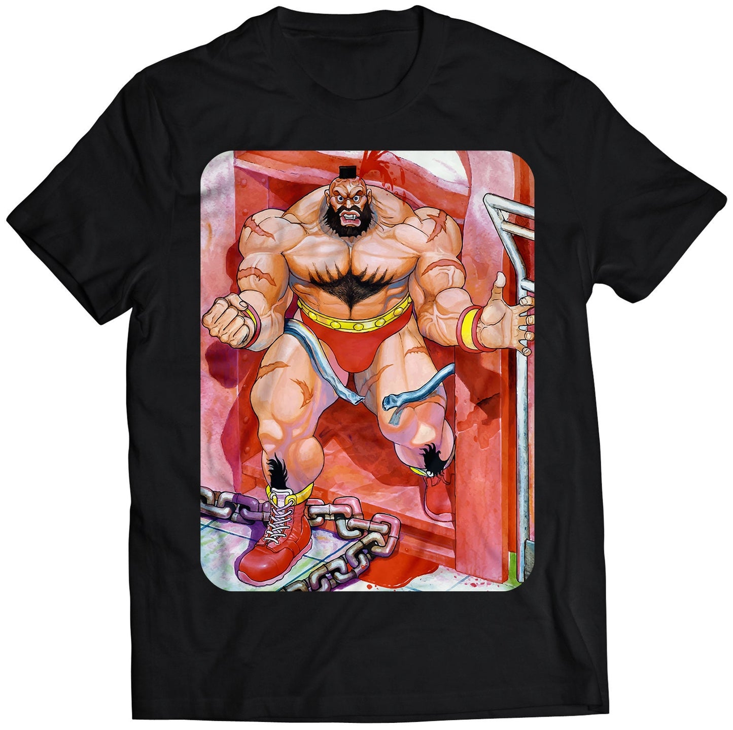 Zangief In Stage Street Fighting Premium Unisex T-shirt (Vectorized Design)