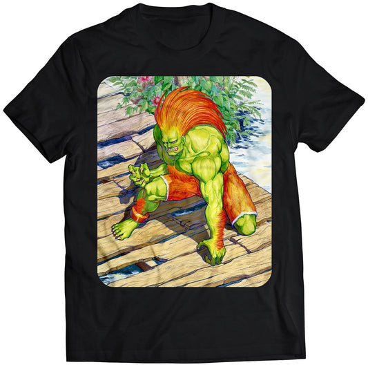 Blanka In Stage Street Fighting Premium Unisex T-shirt (Vectorized Design)