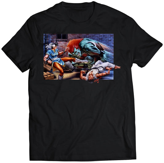 SF2 Alley Fighting Premium Unisex T-shirt (Vectorized Design)