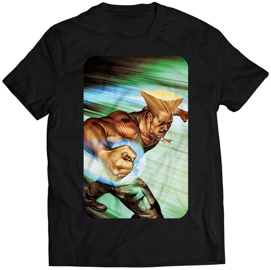 Guile Street Fighting Comic Premium Unisex T-shirt (Vectorized Design)