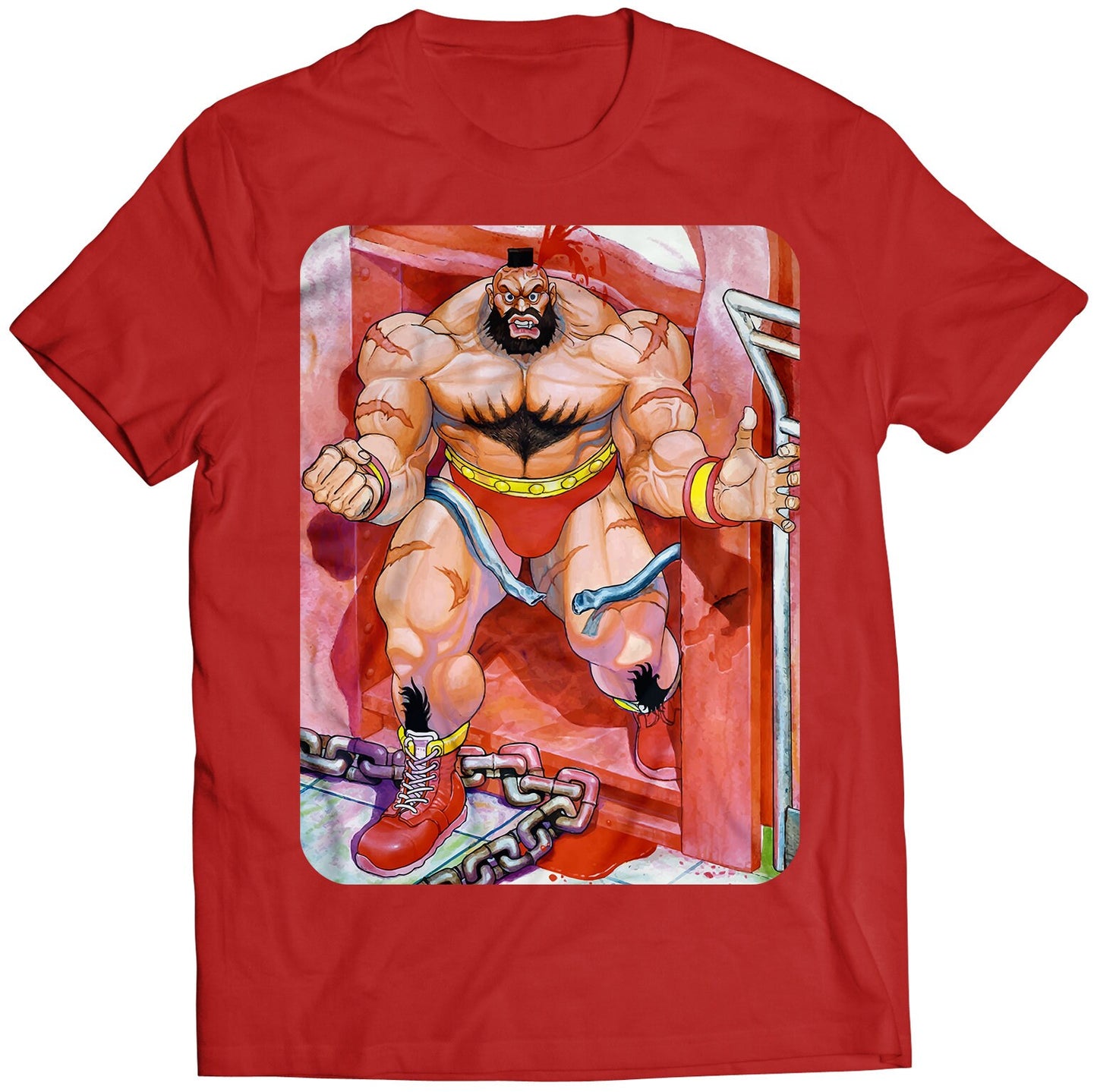 Zangief In Stage Street Fighting Premium Unisex T-shirt (Vectorized Design)