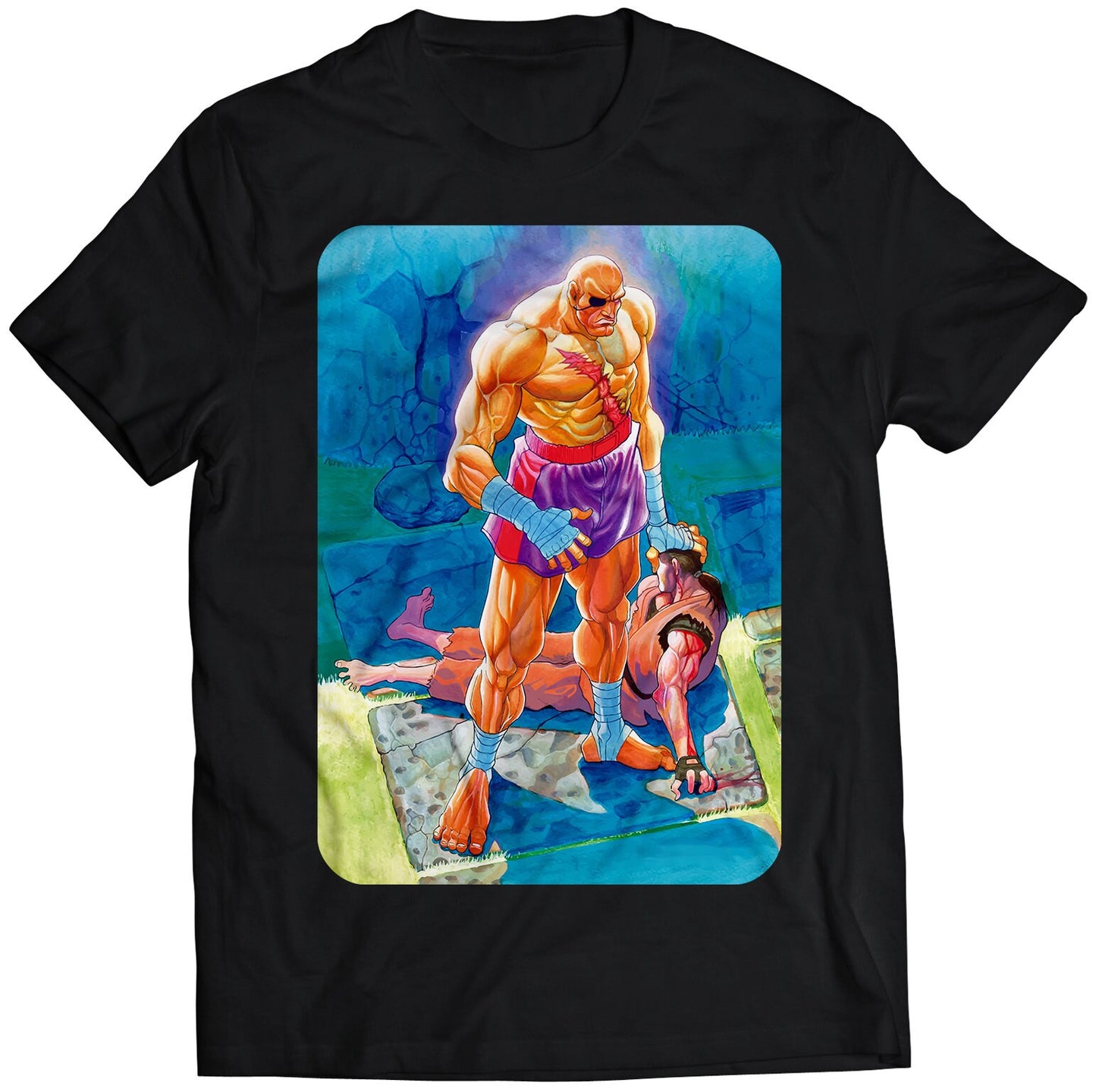 Sagat In Stage Street Fighting Premium Unisex T-shirt (Vectorized Design)
