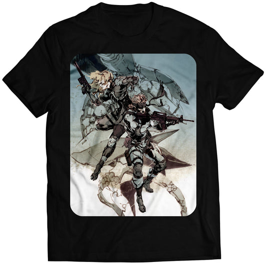 Solid Snake & Raiden Shooting MGS Sons Of Liberty Premium Unisex T-shirt (Vectorized Design)