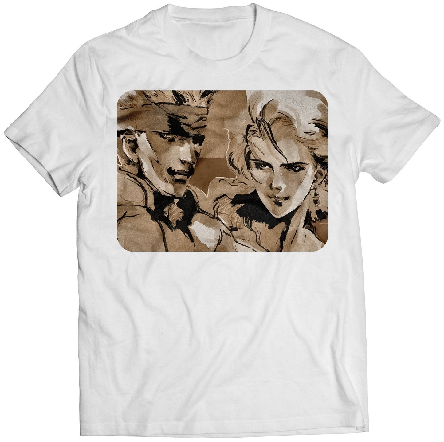 Meryl & Solid Snake Rare Metal Gear Premium Unisex T-shirt (Vectorized Design)