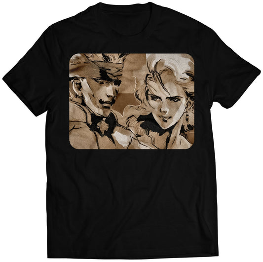 Meryl & Solid Snake Rare Metal Gear Premium Unisex T-shirt (Vectorized Design)