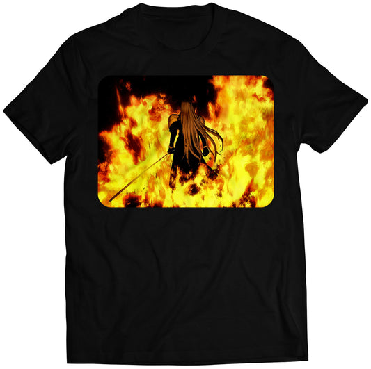 Sephiroth In Fire FF7 VII Premium Unisex T-shirt (Vectorized Design)