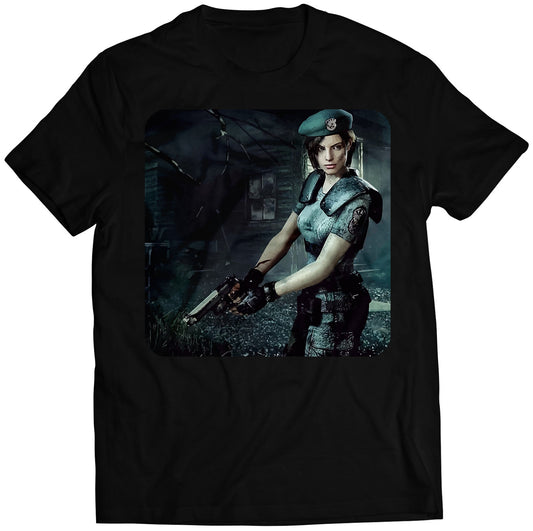 Jill Valentine With Gun Residence Evil Remake Premium Unisex T-shirt (Vectorized Design)
