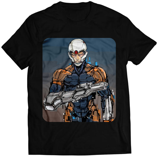 Gray Fox Cyborg Ninja Face Premium Unisex T-shirt (Vectorized Design)