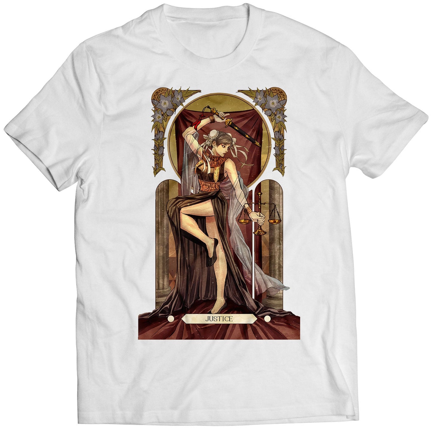 Chunli Street Fighting Tarot Card Premium Unisex T-shirt (Vectorized Design)