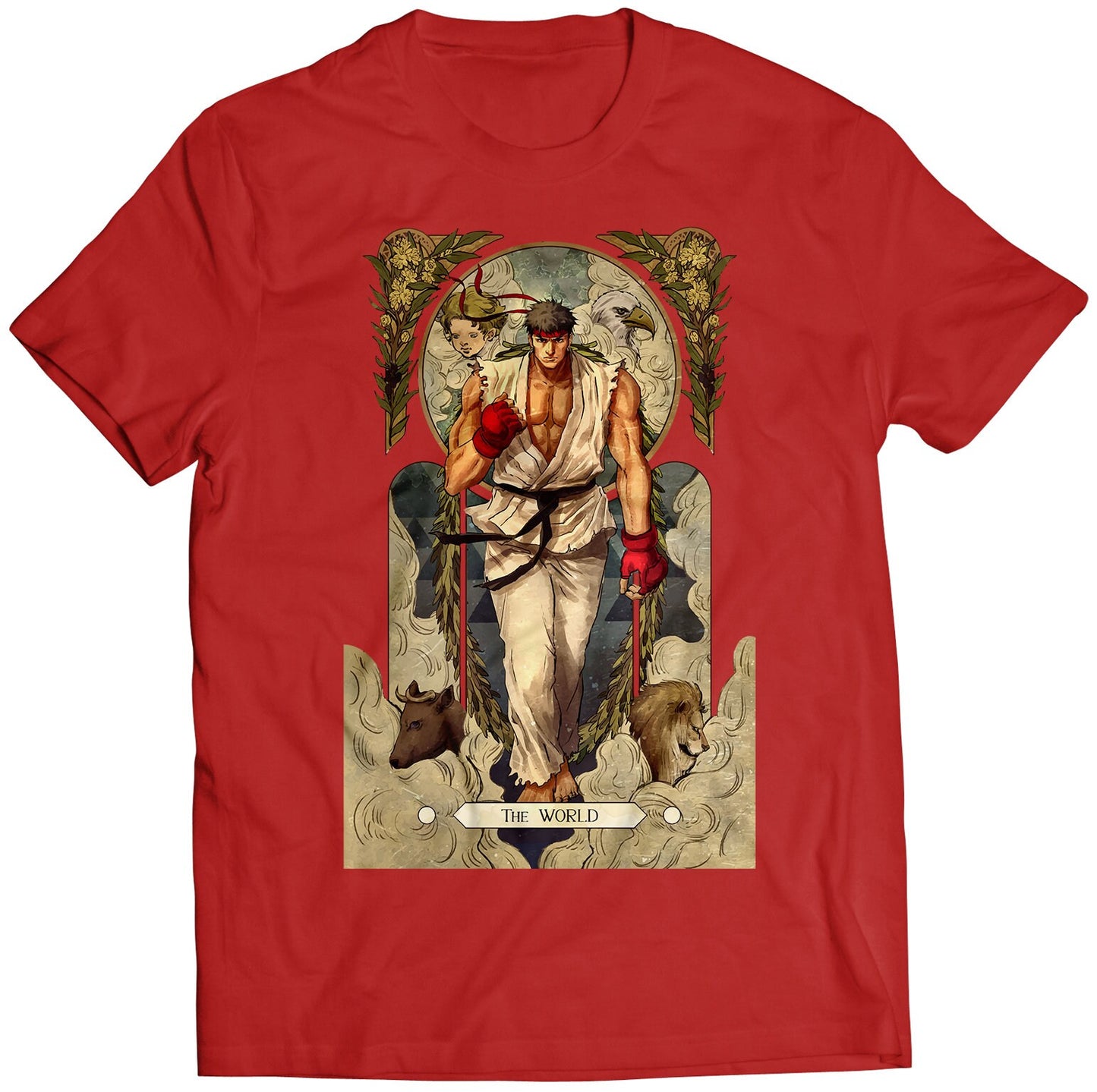 Ryu Street Fighting Tarot Card Premium Unisex T-shirt (Vectorized Design)