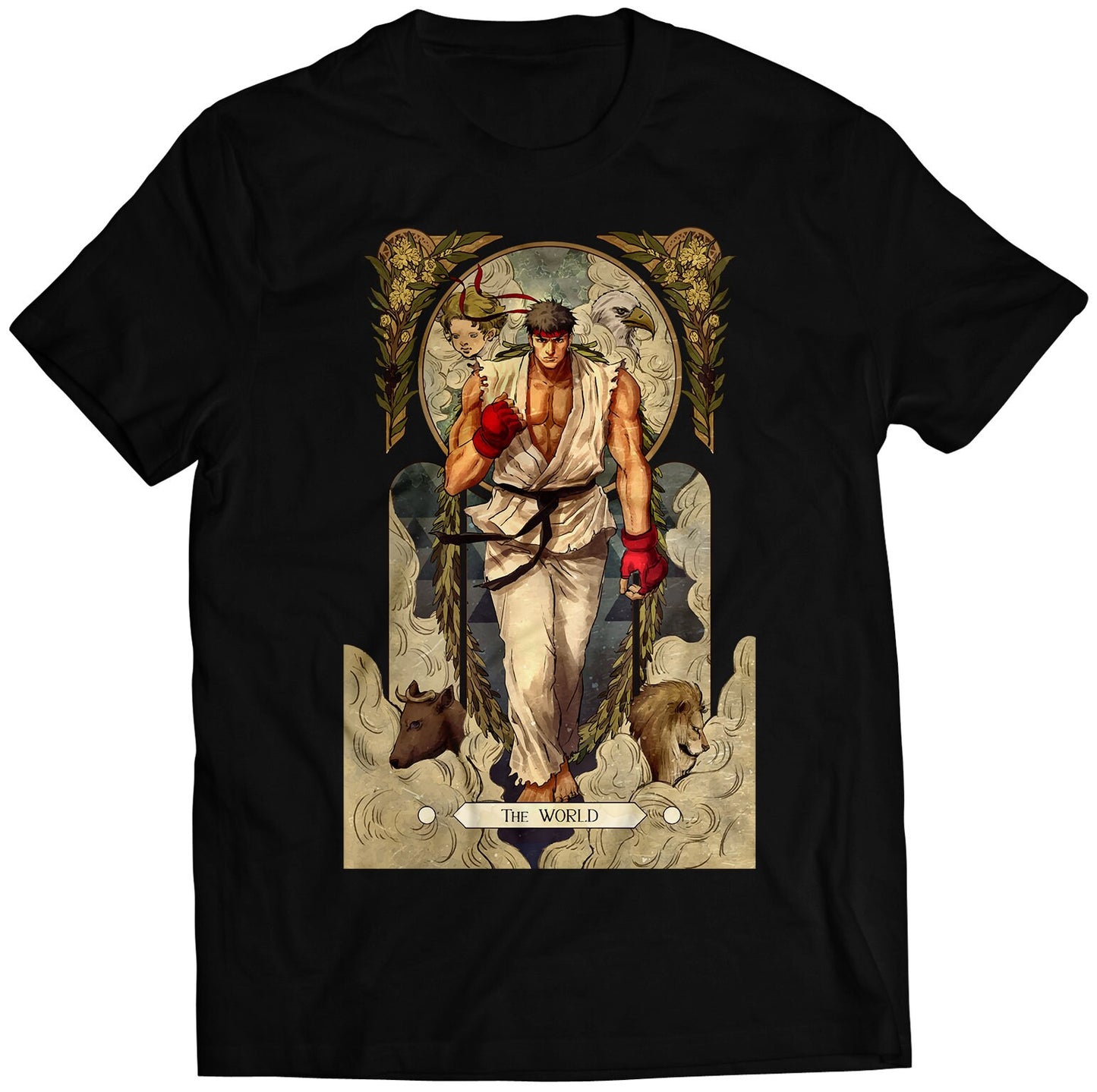 Ryu Street Fighting Tarot Card Premium Unisex T-shirt (Vectorized Design)