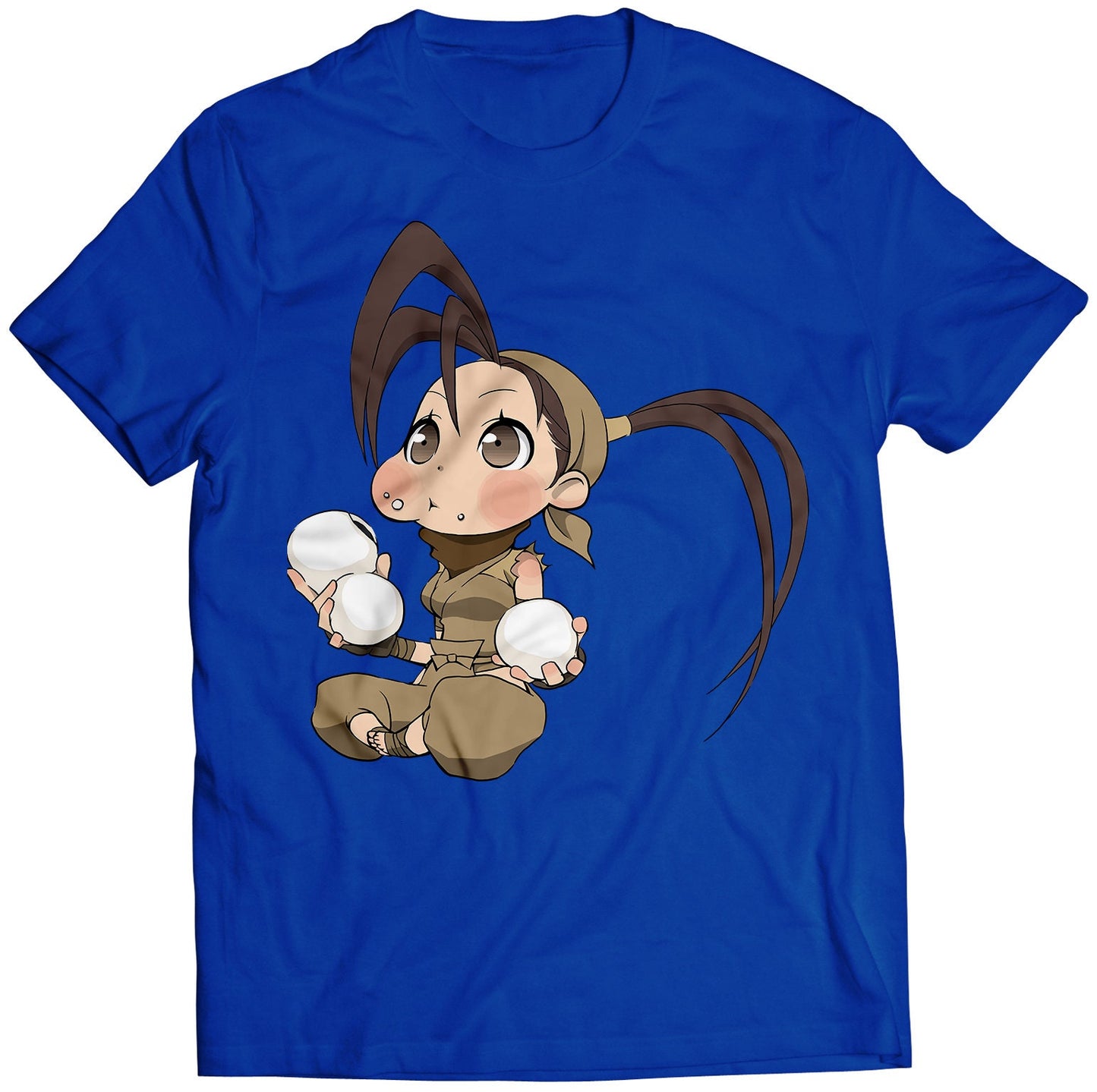 Chibi Ibuki Eating Dumplings Ultra SF4 Premium Unisex T-shirt (Vectorized Design)