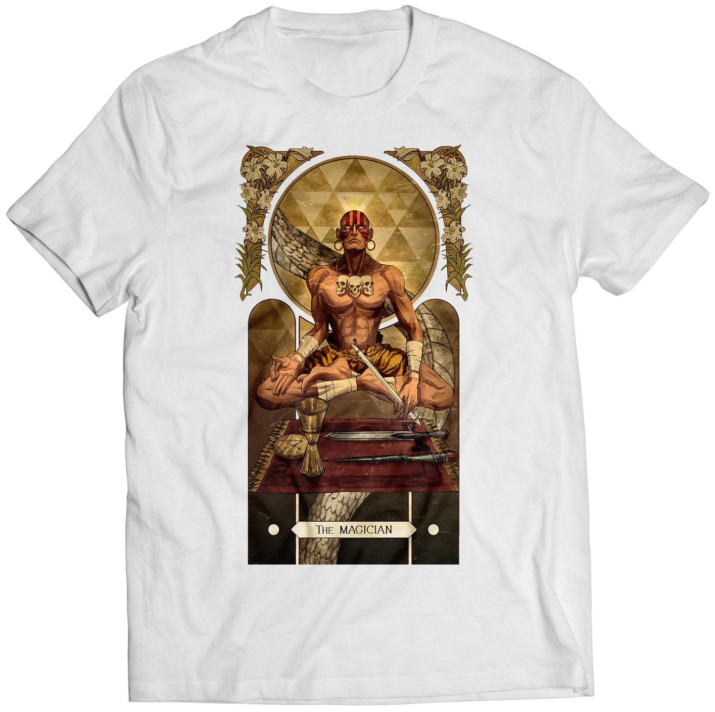 Dhalsim Street Fighting Tarot Card Premium Unisex T-shirt (Vectorized Design)