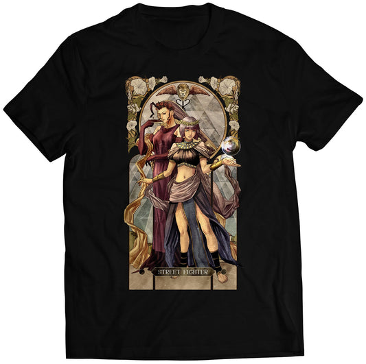 Menat & Rose Street Fighting Tarot Card Premium Unisex T-shirt (Vectorized Design)