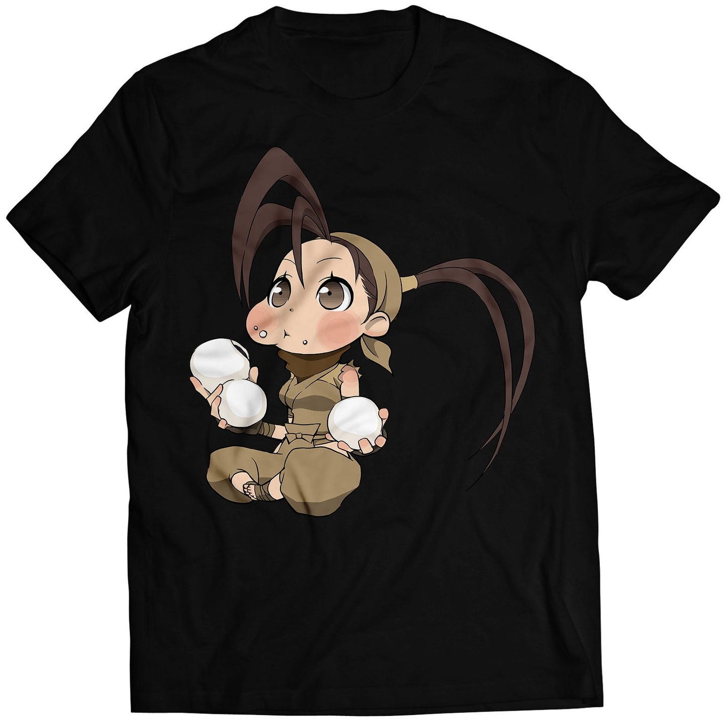 Chibi Ibuki Eating Dumplings Ultra SF4 Premium Unisex T-shirt (Vectorized Design)