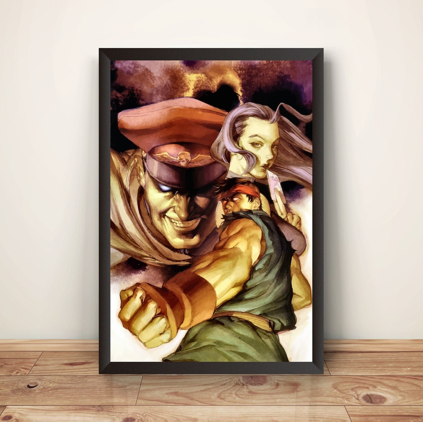 M Bison Evil Ryu Rose Premium Poster (Vectorized Design)